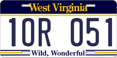 WV license plate 1OR051