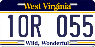 WV license plate 1OR055