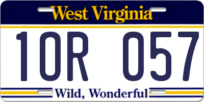 WV license plate 1OR057