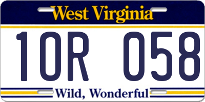 WV license plate 1OR058