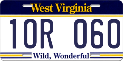 WV license plate 1OR060