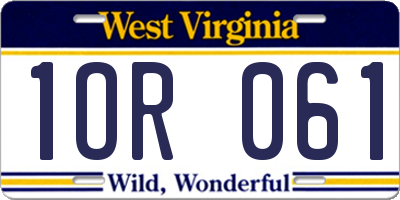 WV license plate 1OR061