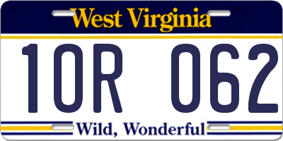 WV license plate 1OR062