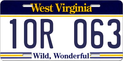 WV license plate 1OR063