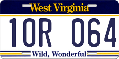 WV license plate 1OR064