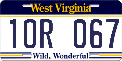WV license plate 1OR067