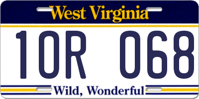 WV license plate 1OR068