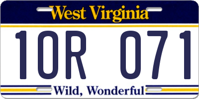 WV license plate 1OR071