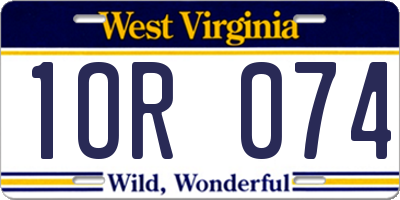 WV license plate 1OR074
