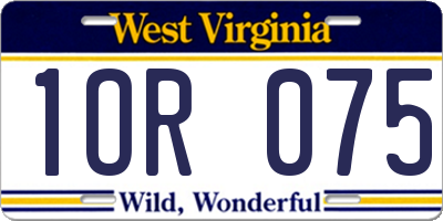 WV license plate 1OR075