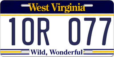 WV license plate 1OR077