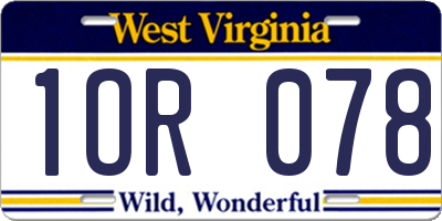 WV license plate 1OR078