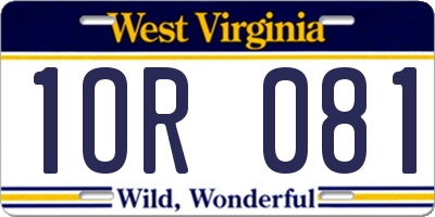 WV license plate 1OR081