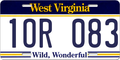 WV license plate 1OR083