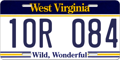 WV license plate 1OR084