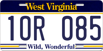 WV license plate 1OR085