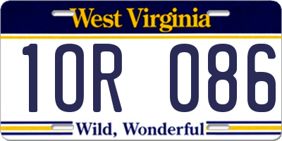 WV license plate 1OR086