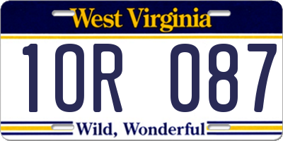 WV license plate 1OR087