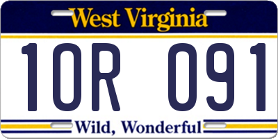 WV license plate 1OR091
