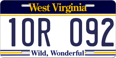 WV license plate 1OR092