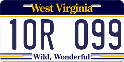 WV license plate 1OR099