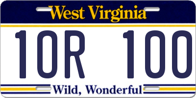 WV license plate 1OR100