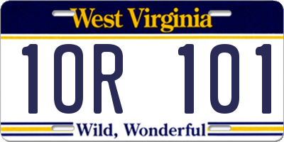 WV license plate 1OR101