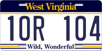WV license plate 1OR104