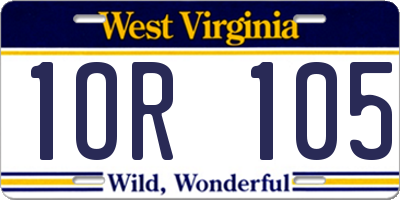 WV license plate 1OR105