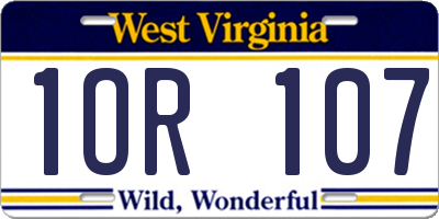 WV license plate 1OR107