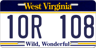 WV license plate 1OR108
