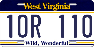 WV license plate 1OR110