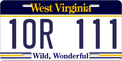 WV license plate 1OR111