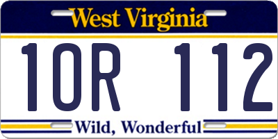 WV license plate 1OR112