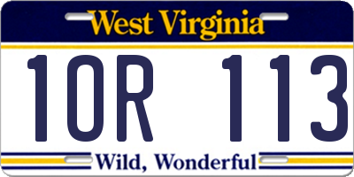 WV license plate 1OR113
