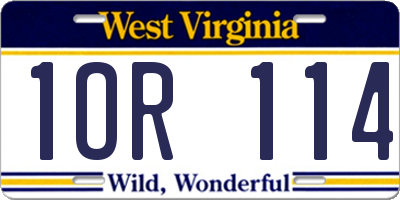WV license plate 1OR114