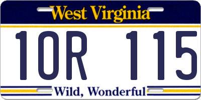 WV license plate 1OR115