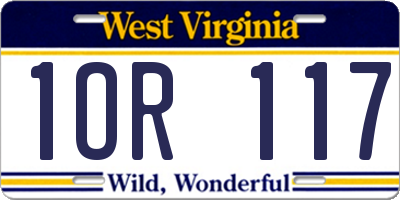 WV license plate 1OR117