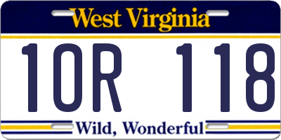 WV license plate 1OR118
