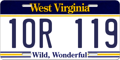 WV license plate 1OR119