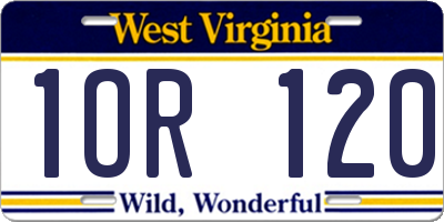 WV license plate 1OR120