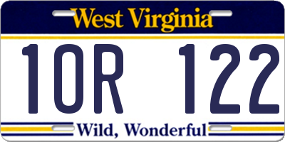 WV license plate 1OR122
