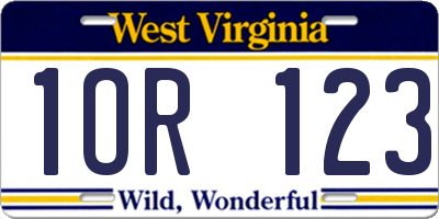 WV license plate 1OR123