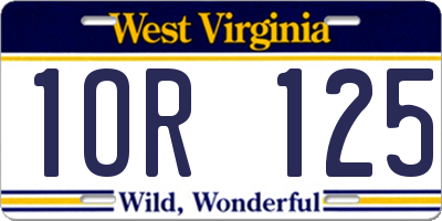WV license plate 1OR125