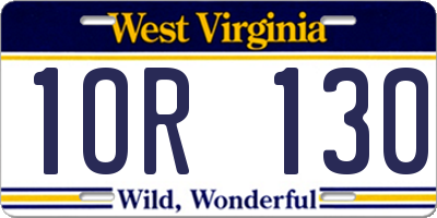 WV license plate 1OR130