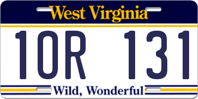 WV license plate 1OR131