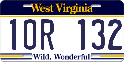 WV license plate 1OR132