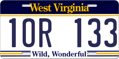 WV license plate 1OR133