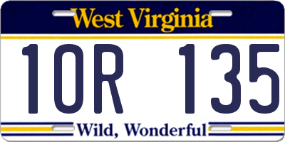 WV license plate 1OR135