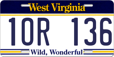 WV license plate 1OR136